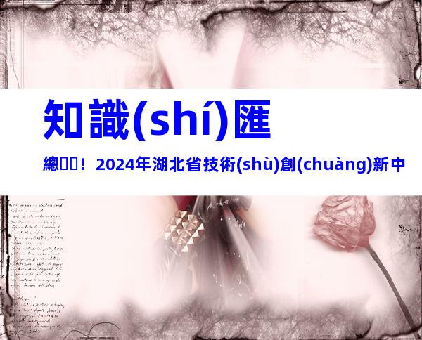 知識(shí)匯總！2024年湖北省技術(shù)創(chuàng)新中心建設(shè)條件、申報(bào)流程及運(yùn)行管理